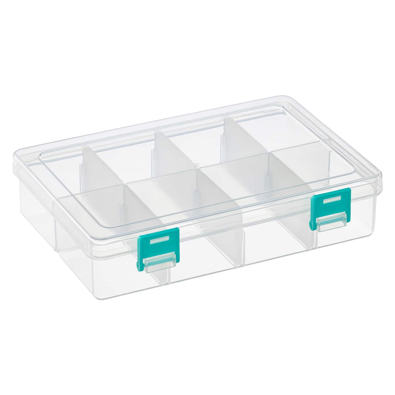 6 Pack: Clear &#x26; Turquoise 8-Compartment Storage Box by Bead Landing&#x2122;